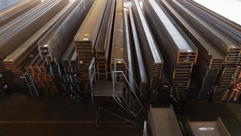 Different steels inside a warehouse